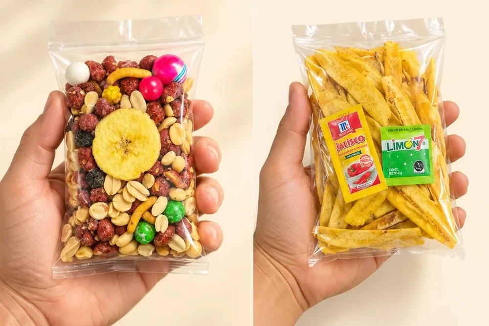 Bolsa de semilla mixta y bolsa de chips de plátano